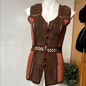 Rochelle vintage Elegant Brown and Tan Women's Vest